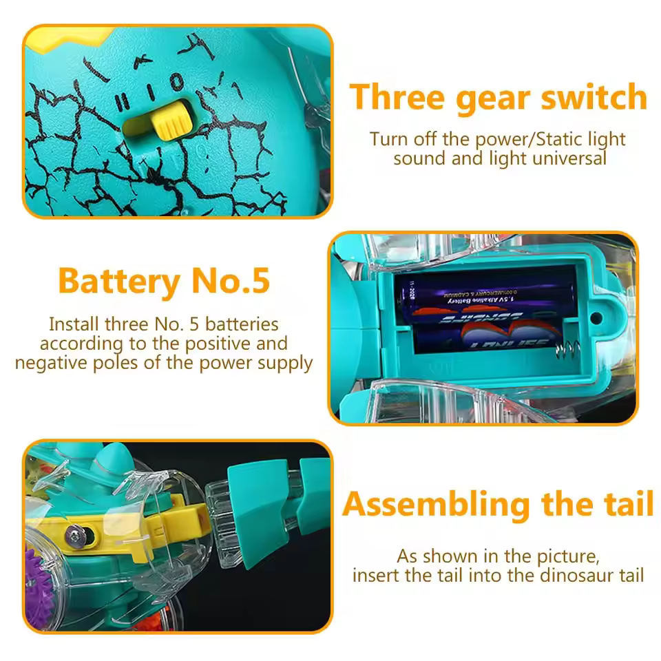 dinos gear toy battery , assemble